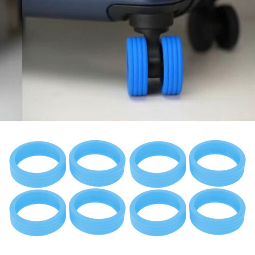Blue Silicone Luggage Wheel Covers - Silent Scratchproof Protection