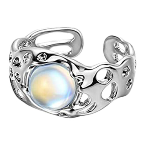 Trend Vintage Opal Irregular Natural Stone Ring Opal-B