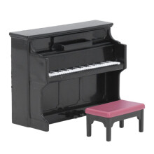 Puppenhaus-Klaviermodell mit Hocker, Kunststoff, Schwarz, 15 cm