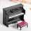 Dollhouse Piano Model with Stool, Plastic, Black, 15cm 3