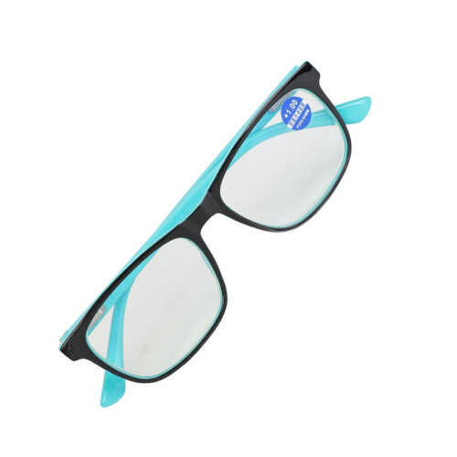 Elderly Reading Glasses with Blue Light Filter +100 Green Inside Black Frame