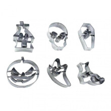 6Pcs/Set Halloween Cookie Cutter Stainless Steel Easy Release Press Pumpkin Ghost Skull Biscuit Maker Kit