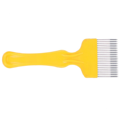21 Tines Honey Uncapping Fork Stainless Steel Beekeeping Tool Yellow 2
