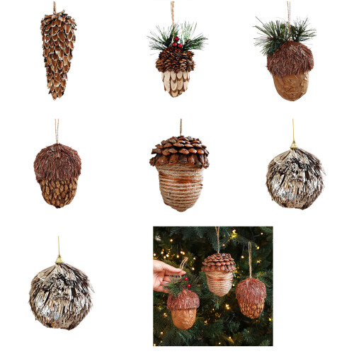Oversized Pinecone Holiday Decoration-6CM champagne color 2