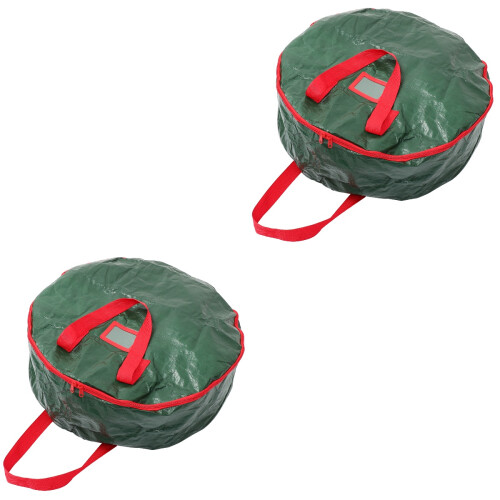 2 Pcs Christmas Wreath Storage Bag Premium Plastic Round 2