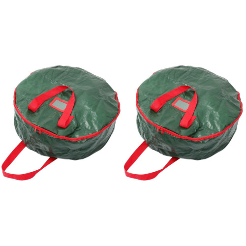 2 Pcs Christmas Wreath Storage Bag Premium Plastic Round 1