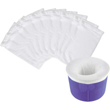 Micro Filter Bag, Skimmer Basket Protector for Easy Filtering of Debris, Tiny Particles, Leaves, and Bugs from Inground & Above-Ground Pools (10-Pack)
