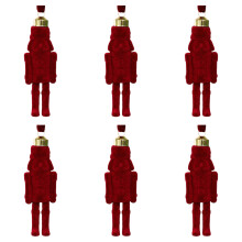 Nutcrackers Christmas Ornament Flocking Fabric and-Burgundy 6