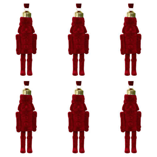 Nutcrackers Christmas Ornament Flocking Fabric and-Burgundy 6