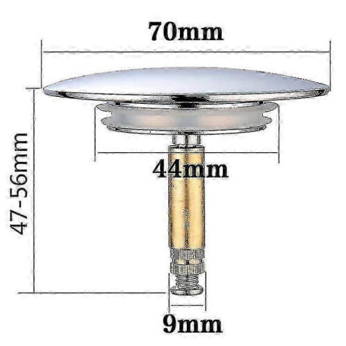 Universal Bath Stopper, 70 Mm, Height Adjustable with Double Seal, Sink Valve 1