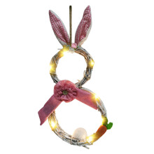 Eco Friendly Grapevine Wreath Chinese New Year Pet Costume Battery Powered LED String Rabbit Shaped Durable Reusable Door Wall Decor For Spring Festiv