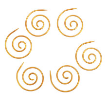 6-delat set med spiralstickor i metall, 4x3,6 cm, guldfärgade