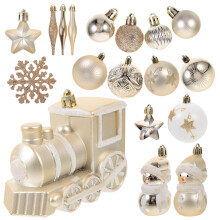 2Sets Beige Hanging Christmas Balls Material Xmas Tree Ornaments