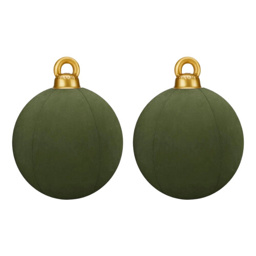 2PCS Large Flocking Inflatable Christmas Ball-Olive 40cm