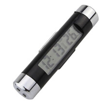 Reloj y termómetro digital 2 en 1 para coche con retroiluminación azul, ABS y LCD