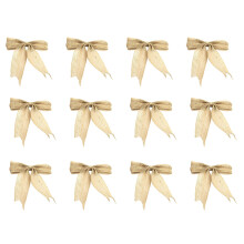 36Pcs Burlap Bow Pendant Beige Gift Knot Bow Christmas Tree Ornaments