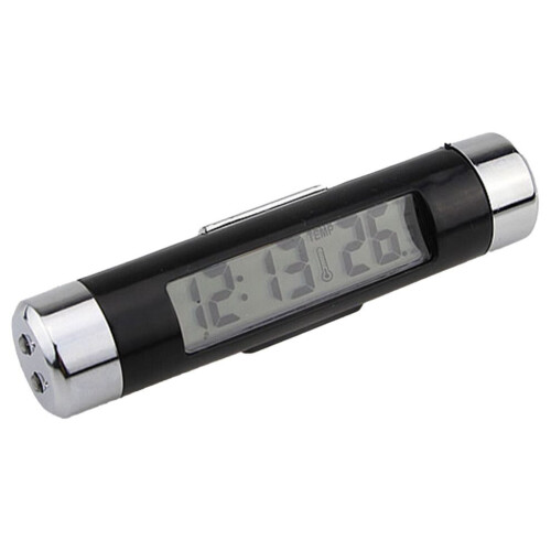 2-in-1 Car Digital Clock & Thermometer with Blue Backlight, ABS, LCD 2