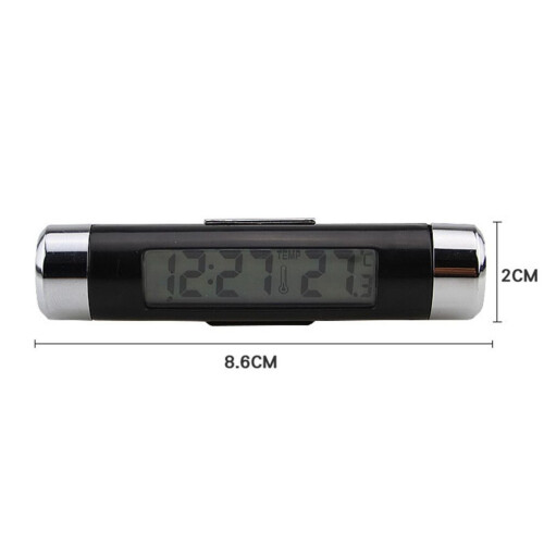 2-in-1 Car Digital Clock & Thermometer with Blue Backlight, ABS, LCD 1