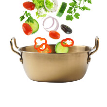 Stainless Steel Bowl Gold 13cm Double Ear Serving Bowl For Snacks, Rice, Dessert, Pasta