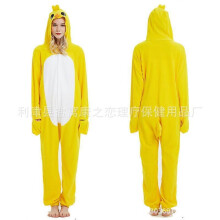 (Size L (171-180cm, 100-170 catties),Little Yellow Chicken)Women's autumn and winter polar fleece cartoon one-piece pajamas home wear