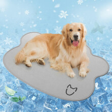 Dog Cooling Mat Reusable Washable Self Cooling Ice Silk Pad No Gel 85x120 Cm Gray Dog Head For Dogs Cats Home Travel