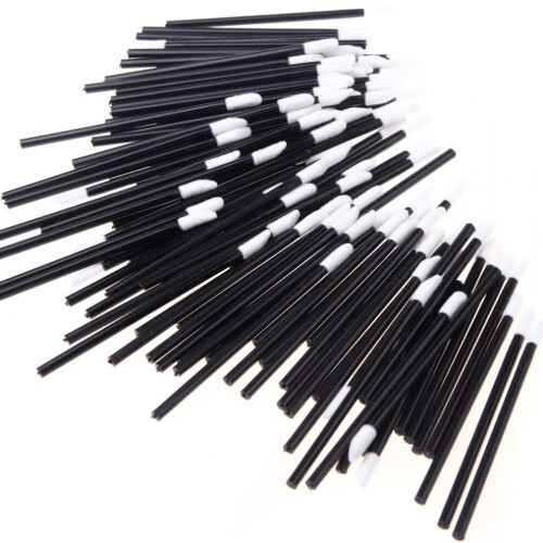 Disposable Lip Brush Wands 100pcs, 9cm, White/Black Makeup Applicators 1