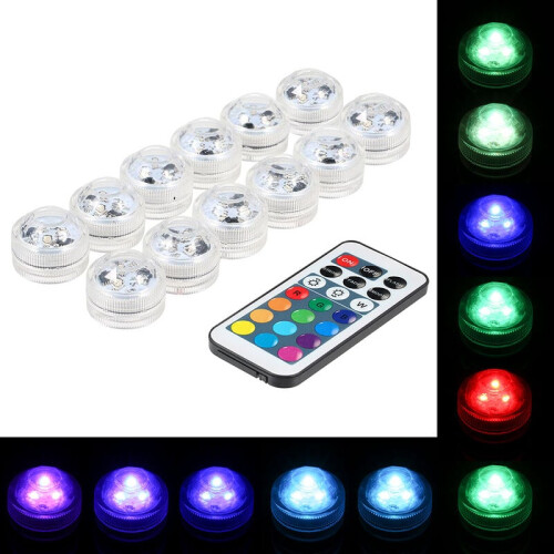 Μίνι υποβρύχια φώτα LED, αδιάβροχα υποβρύχια κεριά τσαγιού με τηλεχειριστήριο, 2