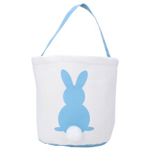 Canvas Cotton Easter Bag For Kids, Easter Bunny Basket With Personalized Rabbit Print Egg Hunting Bucket Bright Stripe Pattern Reusable Easter Decor F