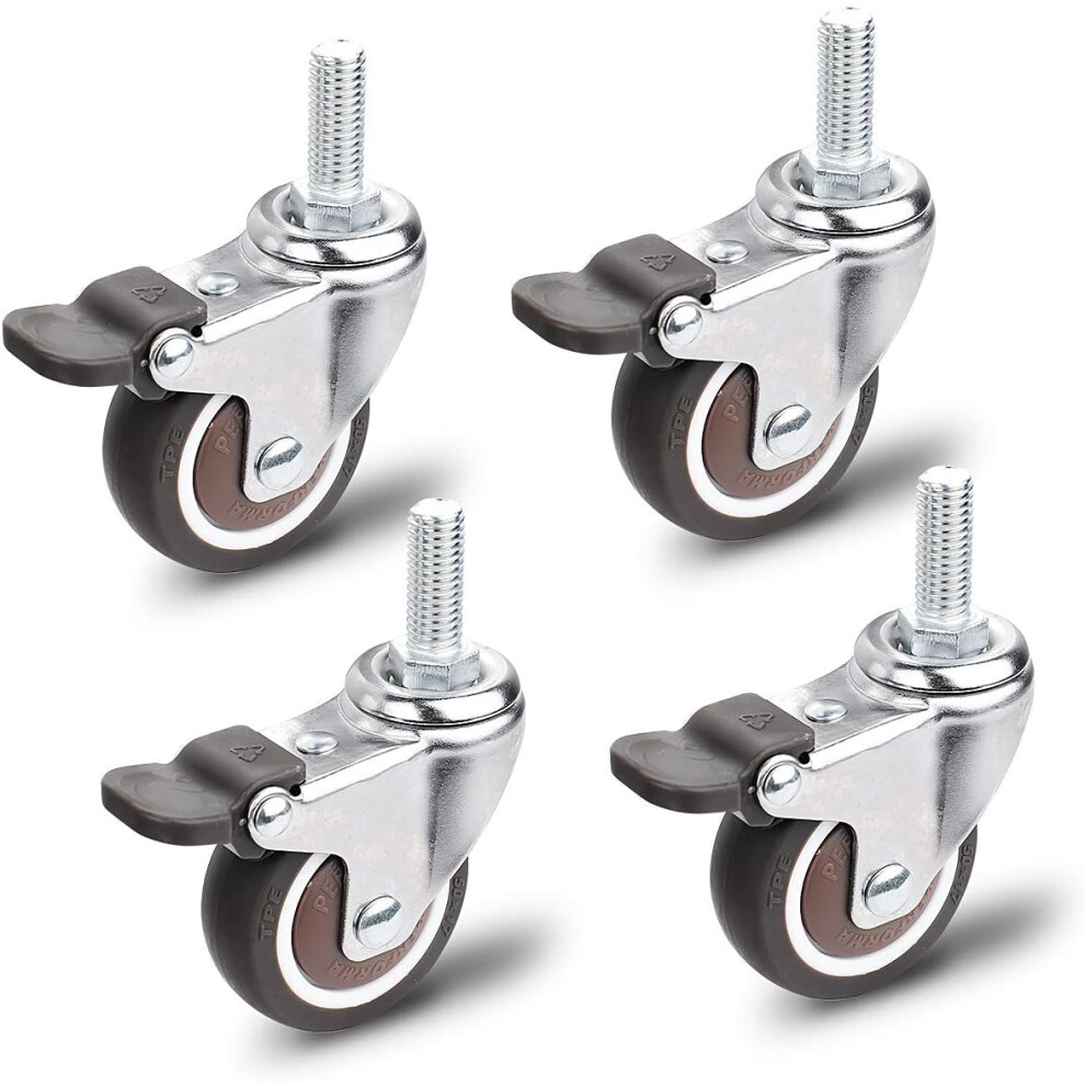 Swivel Threaded Stem Casters, Mute Rubber Wheel With 360 Degree Rotating Caster, Tpe Mute Caster For Heavy Duty Furniture Mobility Solution, Low Noise 9135470797233