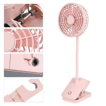 USB Rechargeable Clip On Desk Fan Mini Portable Desktop Fan for Car Office(Pink )