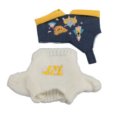 Kleidung für 20 cm große Plüschpuppen, Baumwoll-Latzhose und Pullover, weißer K-Pop-Stil