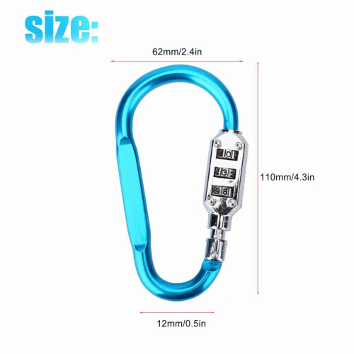 Blue Carabiner Security Padlock with Resettable Combination 1