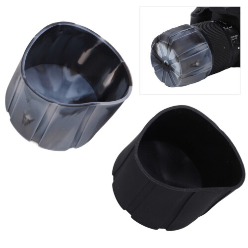 2pcs Silicone Lens Cap Protector, Black + Gray, 62x51mm 2