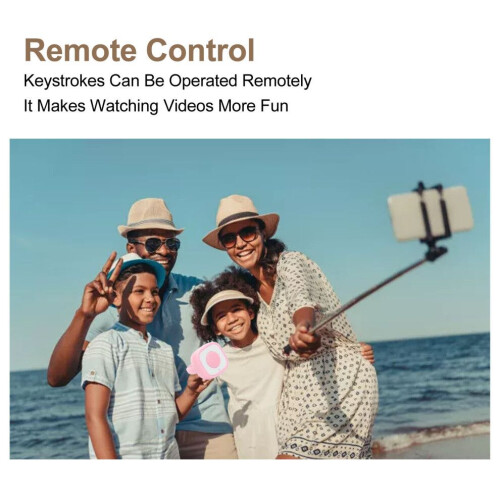 Télécommande Bluetooth rose rechargeable pour selfies, à utiliser du bout des doigts. 2