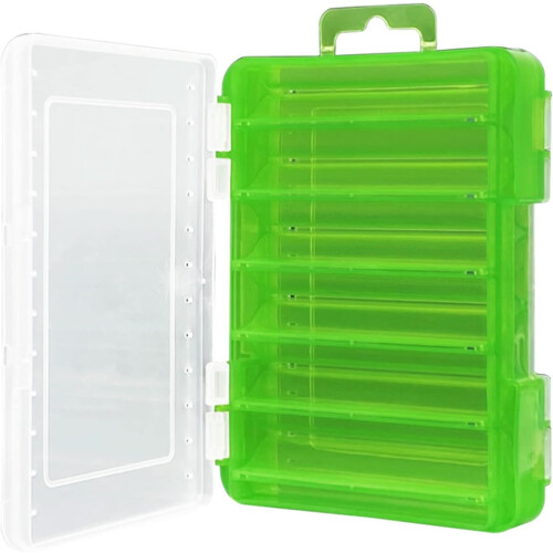 Double Sided Fishing Tackle Storage Box Multi Compartment Small Green Lures Baits Hooks Organizer 2