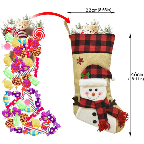 Large Christmas Stocking Decorative Gift Pouches Bright 3D-1 2