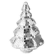 3Pcs Tabletop Mini Christmas Tree Silver Disco Mirror Balls Artificial