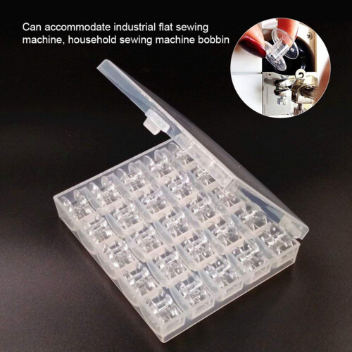 25Pcs Transparent Plastic Sewing Machine Bobbins with Bobbin Storage Case 2