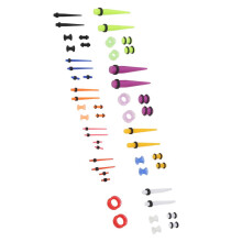 Set van 50 oorbeltunnels van siliconen en acryl, 1,6-12 mm