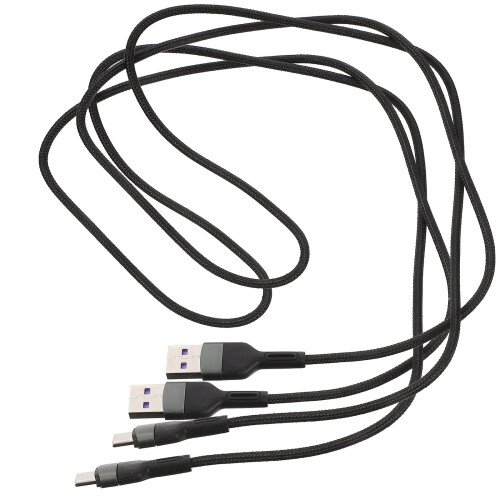2Pcs Portable Type-C USB Charging Cable Nylon Metal 5A Fast Charge