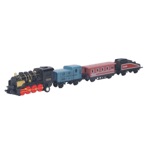 Vintage Alloy Steam Train Model Toy, Pull Back, Black, Educational