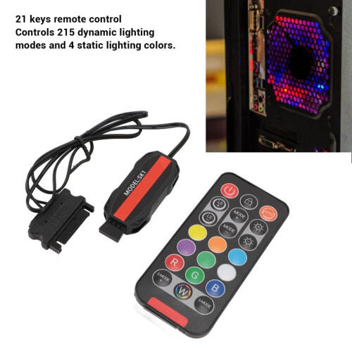 21-Key ARGB Fan Controller Compatible with 5V 3Pin LED Strips 2