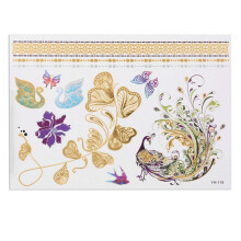 5pcs Mixed Metallic Golden Silver Colorful Pattern Temporary Disposable Tattoo Stickers