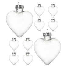 20 Pcs Clear Heart Ornaments for Christmas Tree Plastic Hanging Baubles
