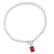Elegant Steel Color Imitation Pearl Pendant Necklace for Women ZW3146