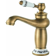 Grifo monomando para lavabo, apto para agua fría y caliente, de porcelana azul y blanca, con tratamiento superficial duradero para una decoración