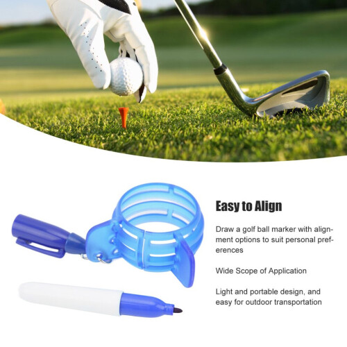 360-Golfballlinienmarker mit Stift – Blau, leichtes ABS, 25 g 2