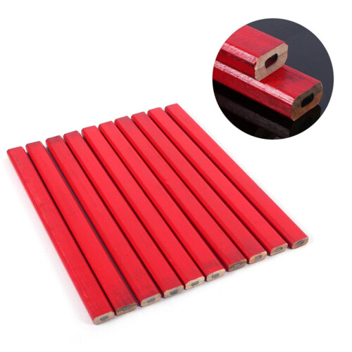 10PCS/Pack 175mm Octagonal Hard Red Carpenter Pencil For Builder Woodwork