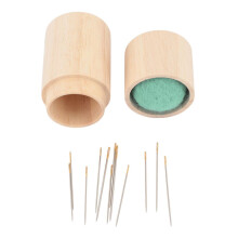 Large Mint Green Wooden Pin Cushion Box 8.5x4cm Multi-Use Storage