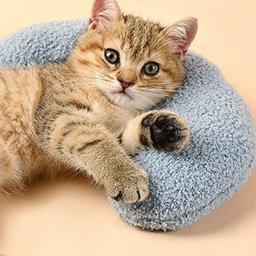 Soft Blue U-Shaped Pet Pillow for Comfort and Cervical Support 2